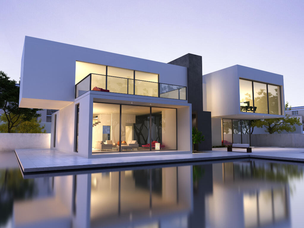 Contemporary home with large pool